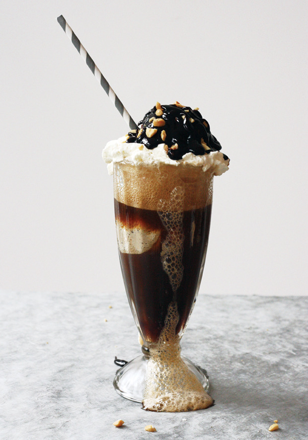 guinness float with coffee ice cream.