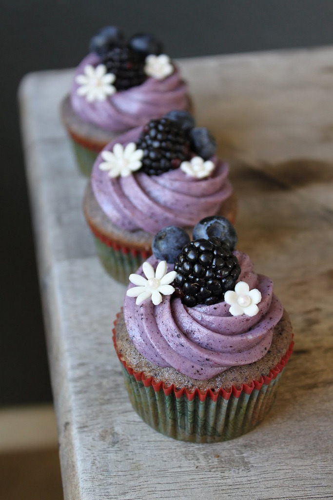 Blackberry Cupcake with Blueberry Cream Cheese Frosting