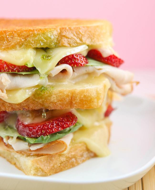 Zingy berry basil turkey grilled cheese sandwich