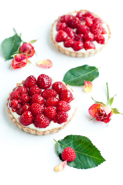 Raspberry Rose and Hidden Chocolate Tarts by stephsus on Flickr.