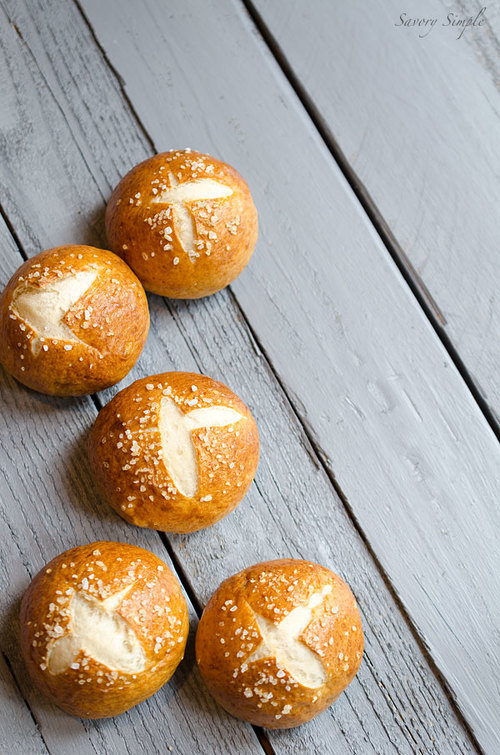 Perfect Chewy Pretzel Buns Savory Simple on We Heart It.