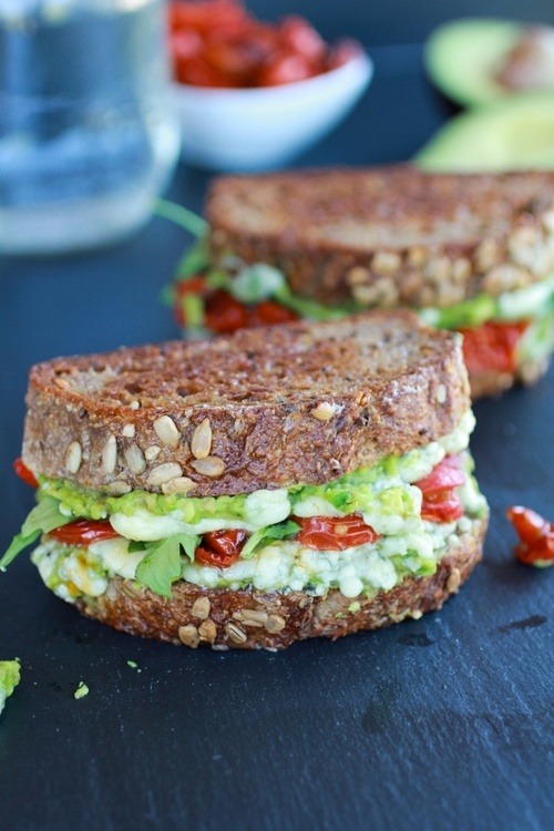 Blue Cheese, Smashed Avocado and Roasted Tomato Grilled Cheese