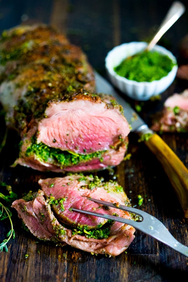 herb-crusted lamb with mint gremolata