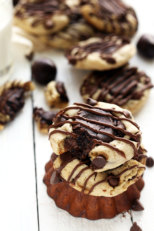 Brownie + Chocolate Chip Cookie Thumbprint CookiesChelseas Messy Apron