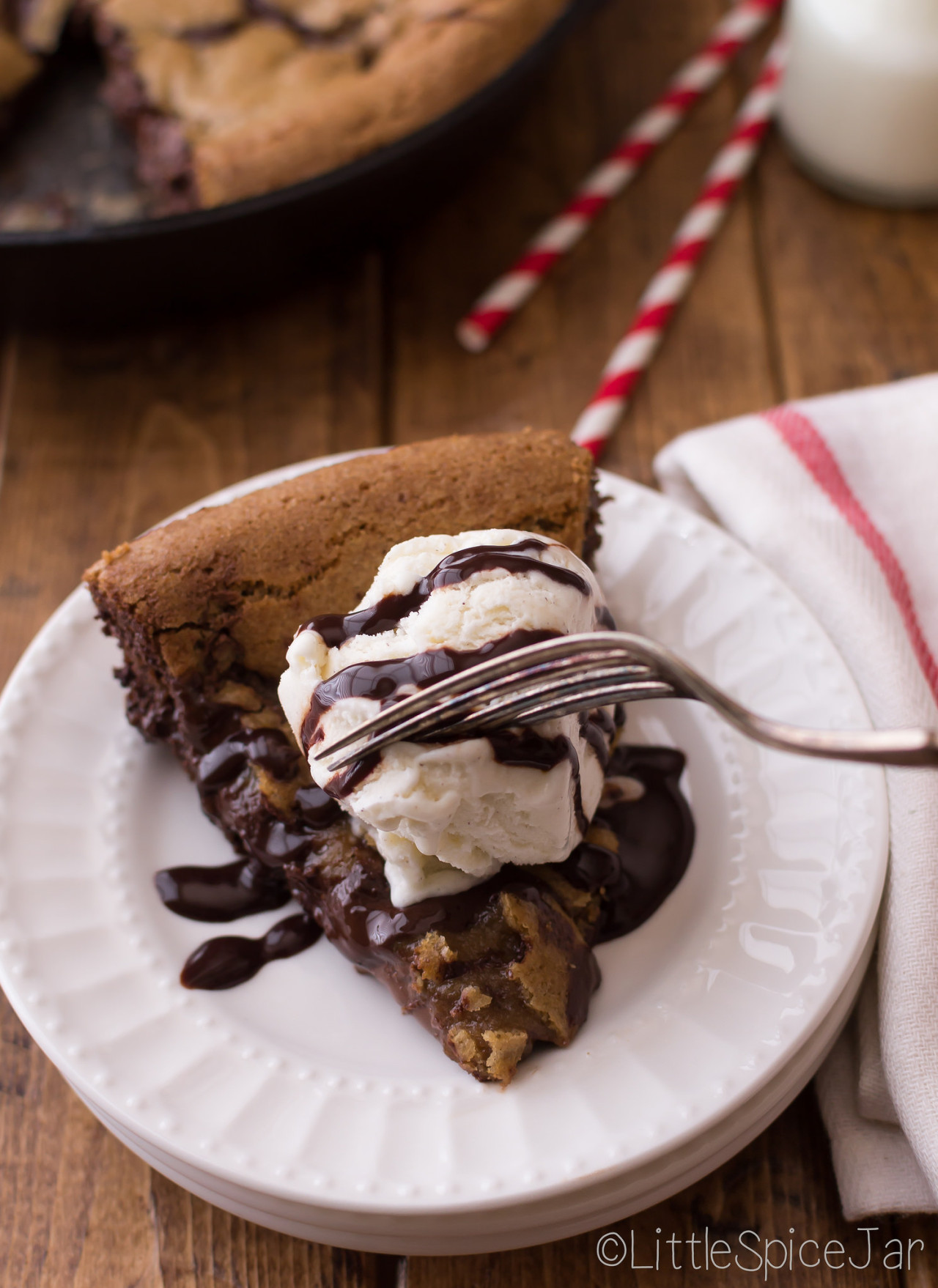 Deep dish chocolate chip cookie stuffed with nutella