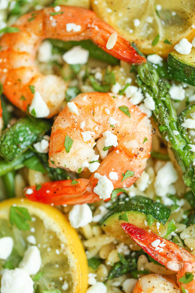 Shrimp, Asparagus and Zucchini Orzo Salad