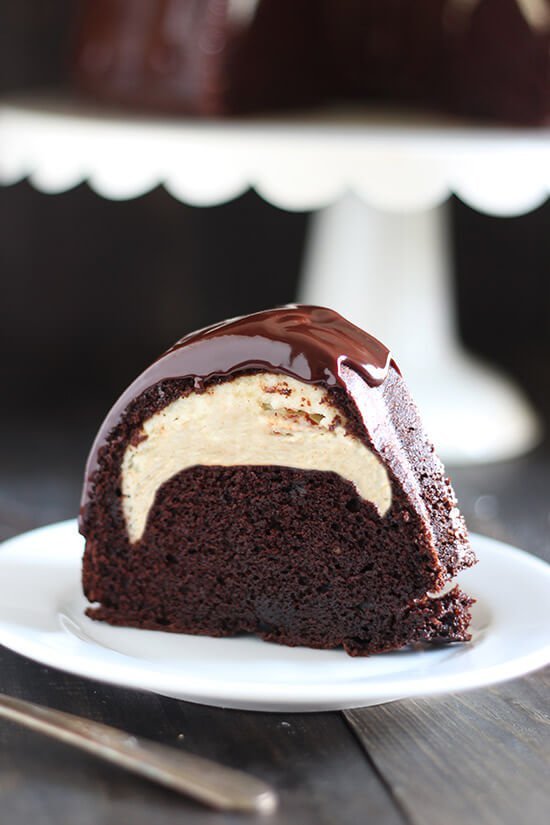 Cheesecake Filled Chocolate Bundt Cake