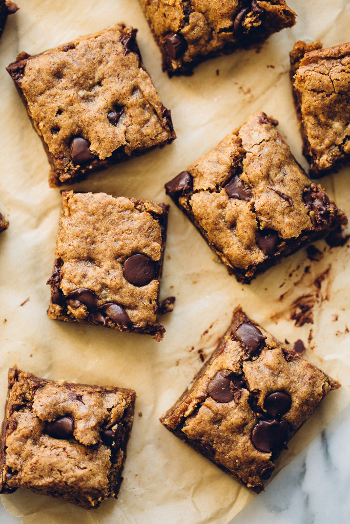 V/GF Almond Butter Chocolate Chip Cookie Bars