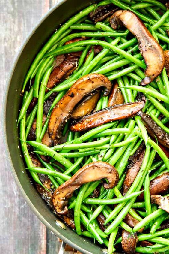 Garlic Green Beans and Portobellos with Parmesan The Wicked Noodle